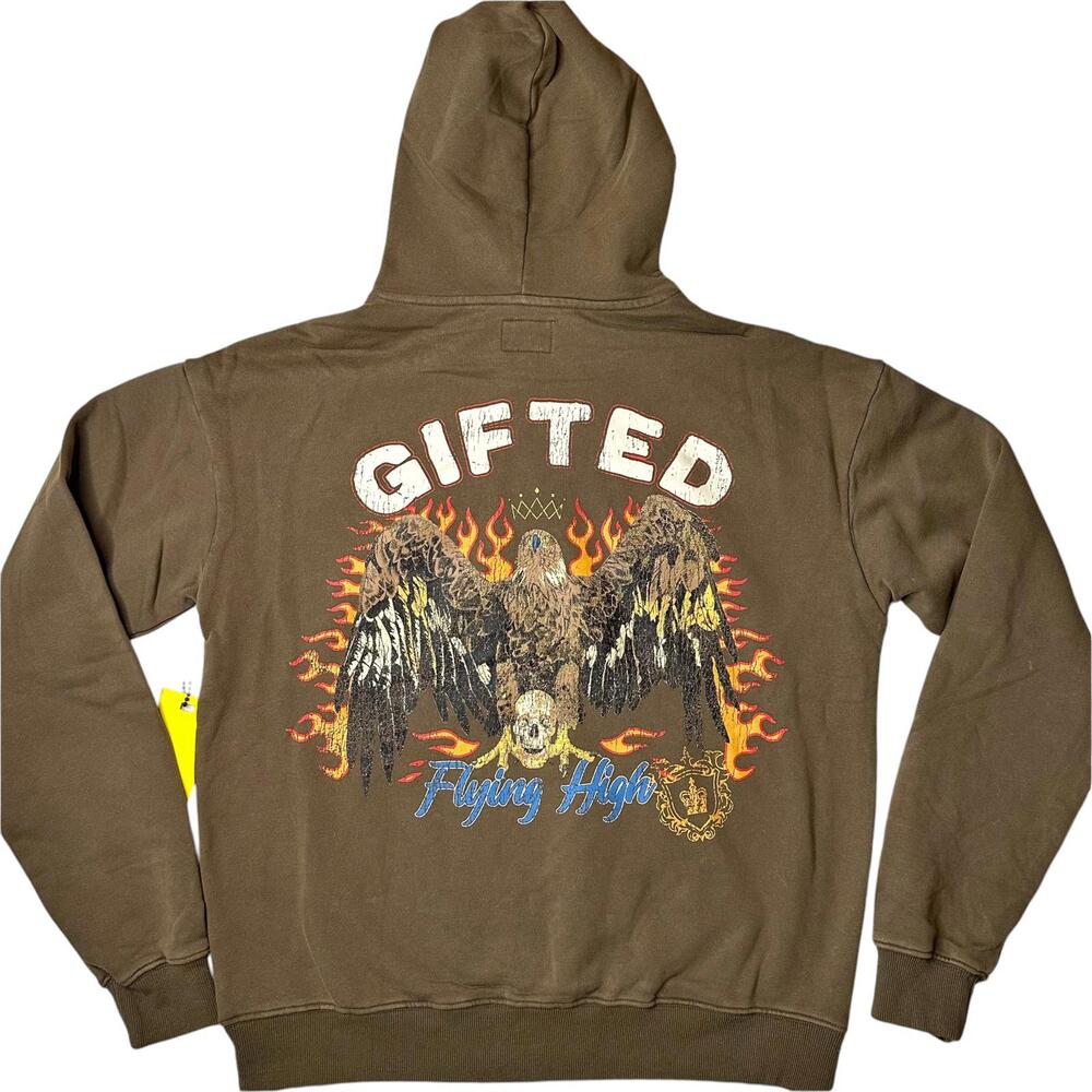 NWT GFTD LA Gifted Flying High Eagle Hoodie Brown Mens S
